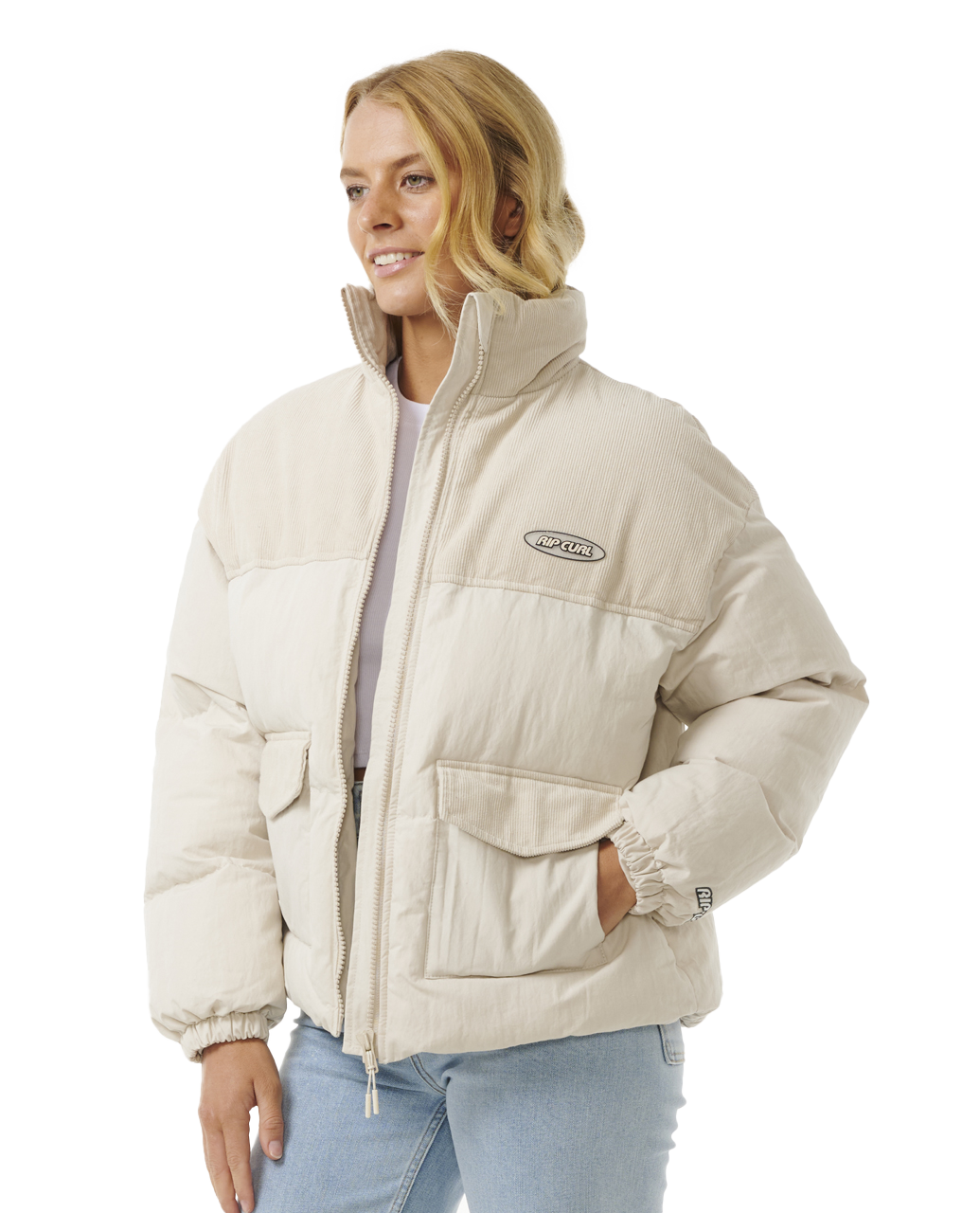 The Rip Curl High Tide Mixed Cord Jacket in Cream Anns Cottage