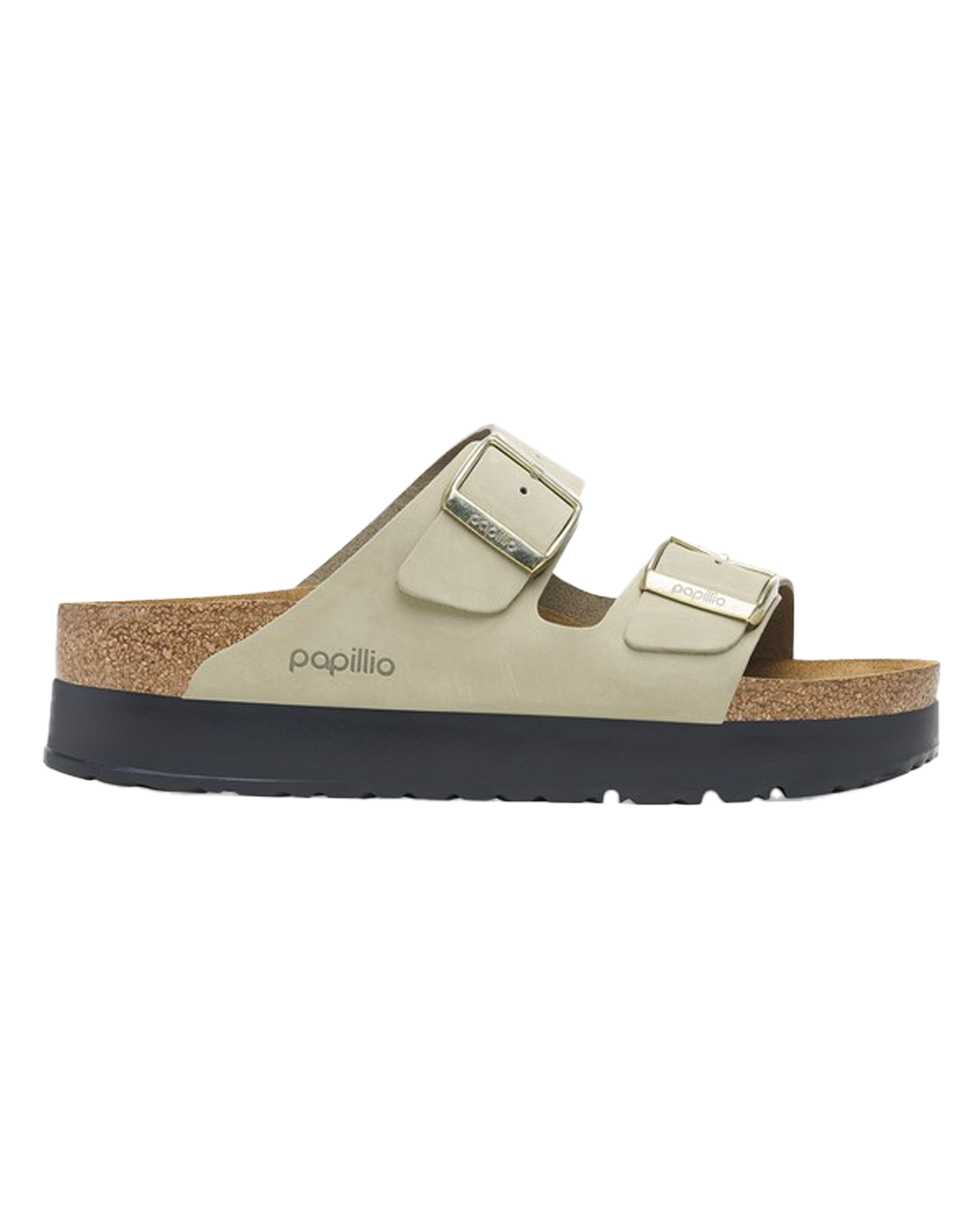The Birkenstock Womens Papillio Arizona Platform Nubuck Sandals in Cream Anns Cottage Ann s Cottage