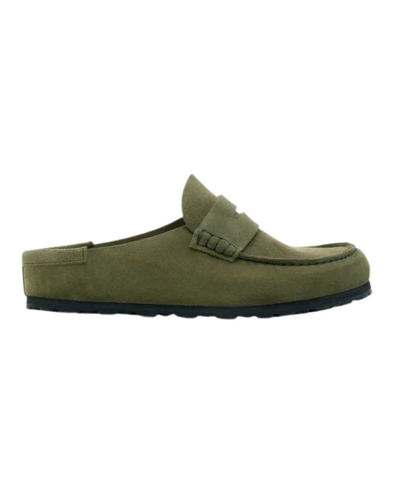 The Birkenstock Naples Wrapped Suede Leather Shoes in Green | Anns