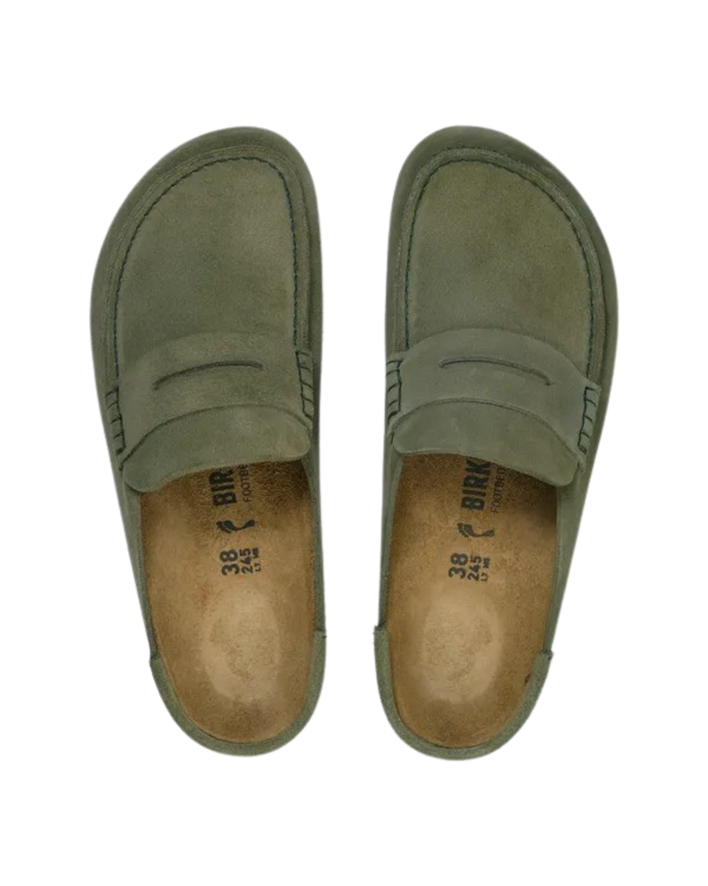 The Birkenstock Naples Wrapped Suede Leather Shoes in Green | Anns