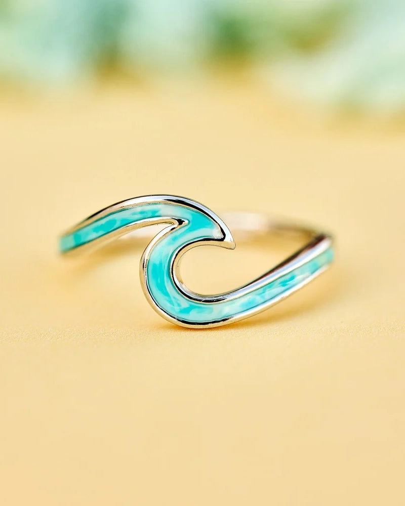 The Pura Vida Enamel Wave Ring in Silver Anns Cottage Ann s Cottage