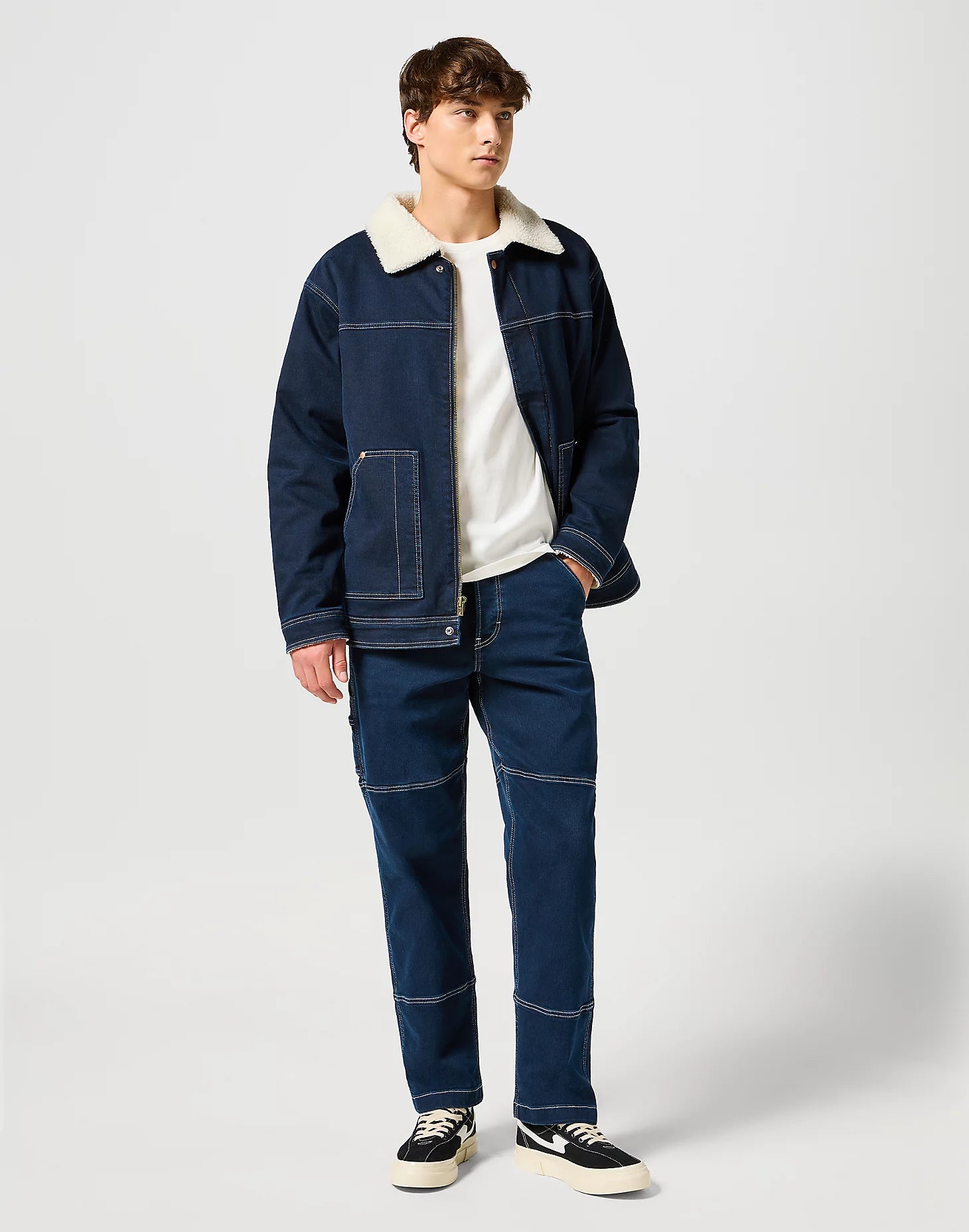 Clothing Wrangler Navy Cord Borg Jacket Wrangler Casey Jones