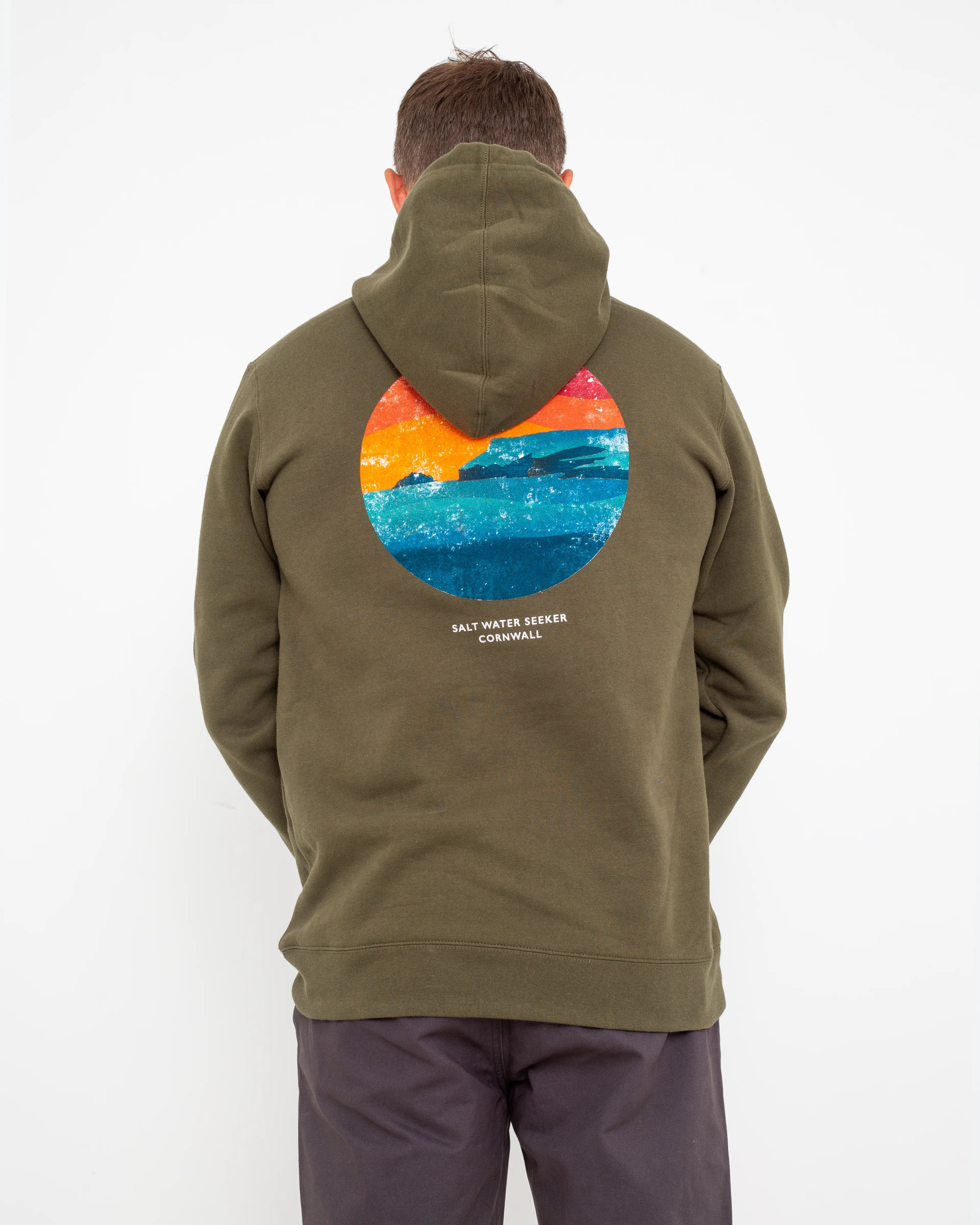The Salt Water Seeker Mens Dusk Hoodie in Green Anns Cottage