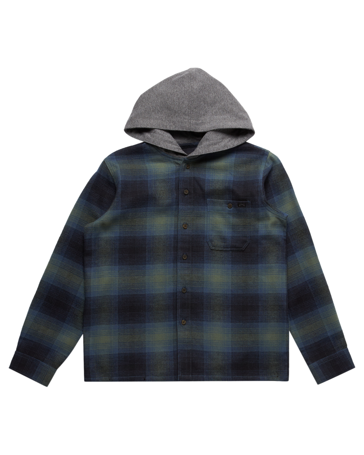 The Billabong Boys Baja Hooded Flannel Shirt in Green Anns