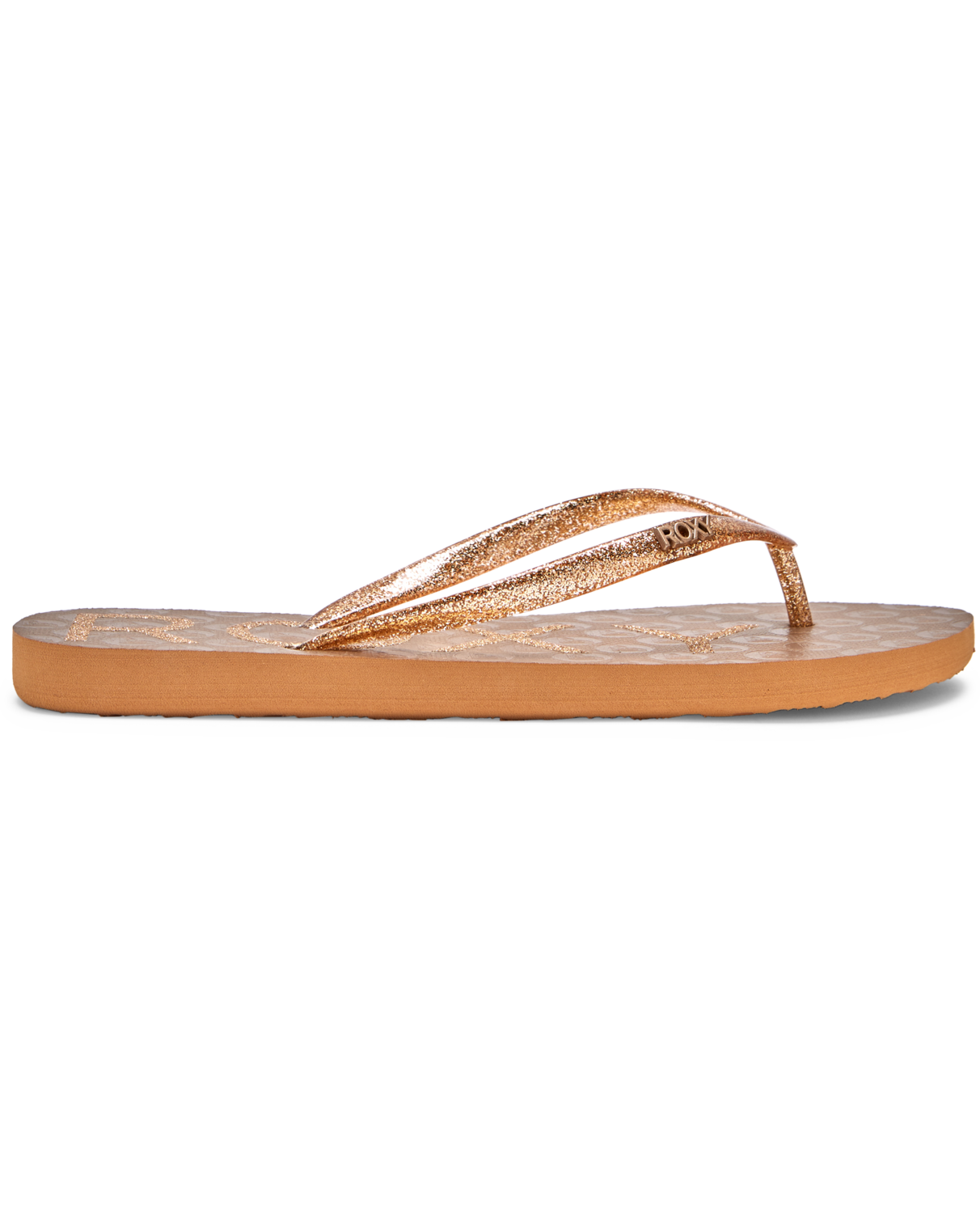 roxy rose gold flip flops