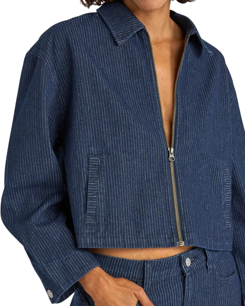 Fitness Apparel Delfin Women's Cropped Jacket - Striped Workout-329955