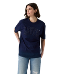The Levi's® Womens Graphic Tabor T-Shirt in 1873 Raw Edge Applique Indigo