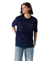 The Levi's® Womens Graphic Tabor T-Shirt in 1873 Raw Edge Applique Indigo