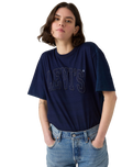 The Levi's® Womens Graphic Tabor T-Shirt in 1873 Raw Edge Applique Indigo