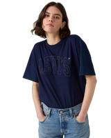 The Levi's® Womens Graphic Tabor T-Shirt in 1873 Raw Edge Applique Indigo