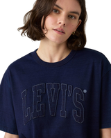 The Levi's® Womens Graphic Tabor T-Shirt in 1873 Raw Edge Applique Indigo