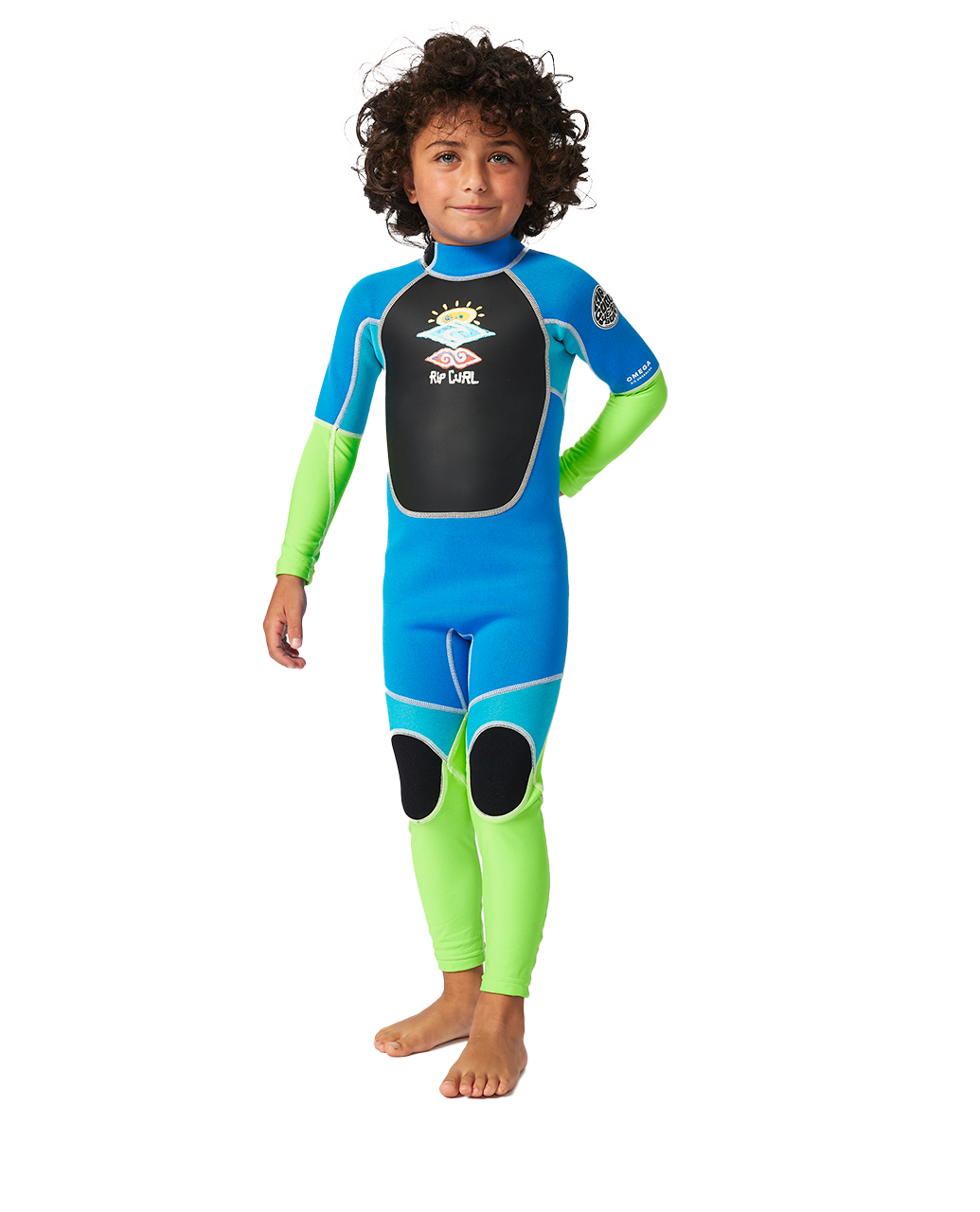 The Rip Curl Boys Groms Omega 1.5mm Back Zip Wetsuit in Blue