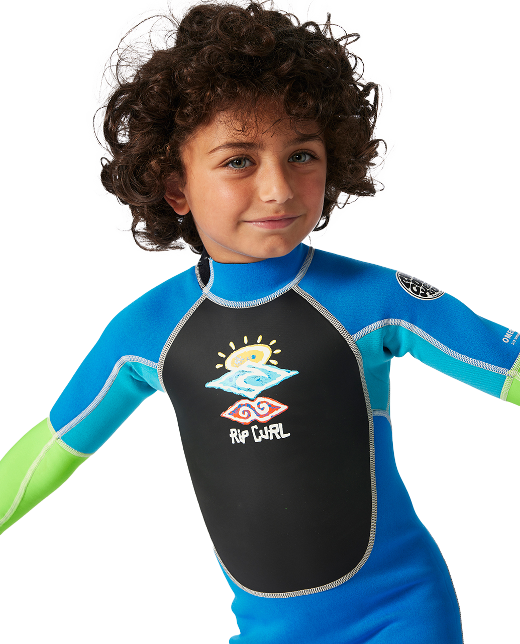 The Rip Curl Boys Groms Omega 1.5mm Back Zip Wetsuit in Blue