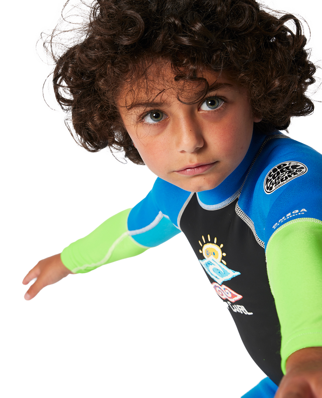 The Rip Curl Boys Groms Omega 1.5mm Back Zip Wetsuit in Blue