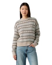 The Levi's® Womens Ines Fairlisle Jumper in Mia Fairlisle Taupe Heather Wool Blend
