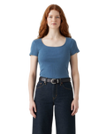 The Levi's® Womens Essential Square Neck T-Shirt in Indigo Rib Light Indigo