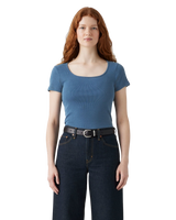 The Levi's® Womens Essential Square Neck T-Shirt in Indigo Rib Light Indigo