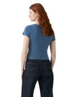 The Levi's® Womens Essential Square Neck T-Shirt in Indigo Rib Light Indigo