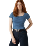 The Levi's® Womens Essential Square Neck T-Shirt in Indigo Rib Light Indigo