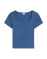 The Levi's® Womens Essential Square Neck T-Shirt in Indigo Rib Light Indigo