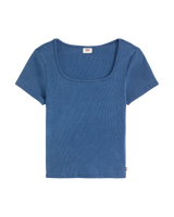 The Levi's® Womens Essential Square Neck T-Shirt in Indigo Rib Light Indigo