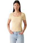 The Levi's® Womens Essential Square Neck T-Shirt in Garment Dye French Vanilla