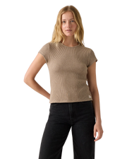 The Levi's® Womens Dry Goods Waffle Cap T-Shirt in Taupe Gray Heather Bros