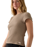 The Levi's® Womens Dry Goods Waffle Cap T-Shirt in Taupe Gray Heather Bros