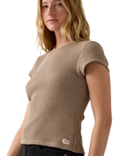 The Levi's® Womens Dry Goods Waffle Cap T-Shirt in Taupe Gray Heather Bros