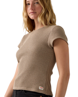The Levi's® Womens Dry Goods Waffle Cap T-Shirt in Taupe Gray Heather Bros