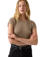 The Levi's® Womens Dry Goods Waffle Cap T-Shirt in Taupe Gray Heather Bros