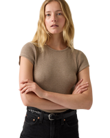 The Levi's® Womens Dry Goods Waffle Cap T-Shirt in Taupe Gray Heather Bros