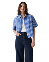 The Levi's® Womens Harlie Cropped Shirt in Double Dutch Stripe Nautical Blue
