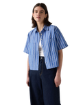 The Levi's® Womens Harlie Cropped Shirt in Double Dutch Stripe Nautical Blue