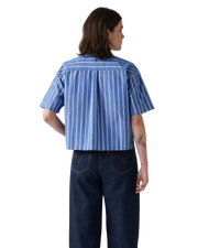 The Levi's® Womens Harlie Cropped Shirt in Double Dutch Stripe Nautical Blue