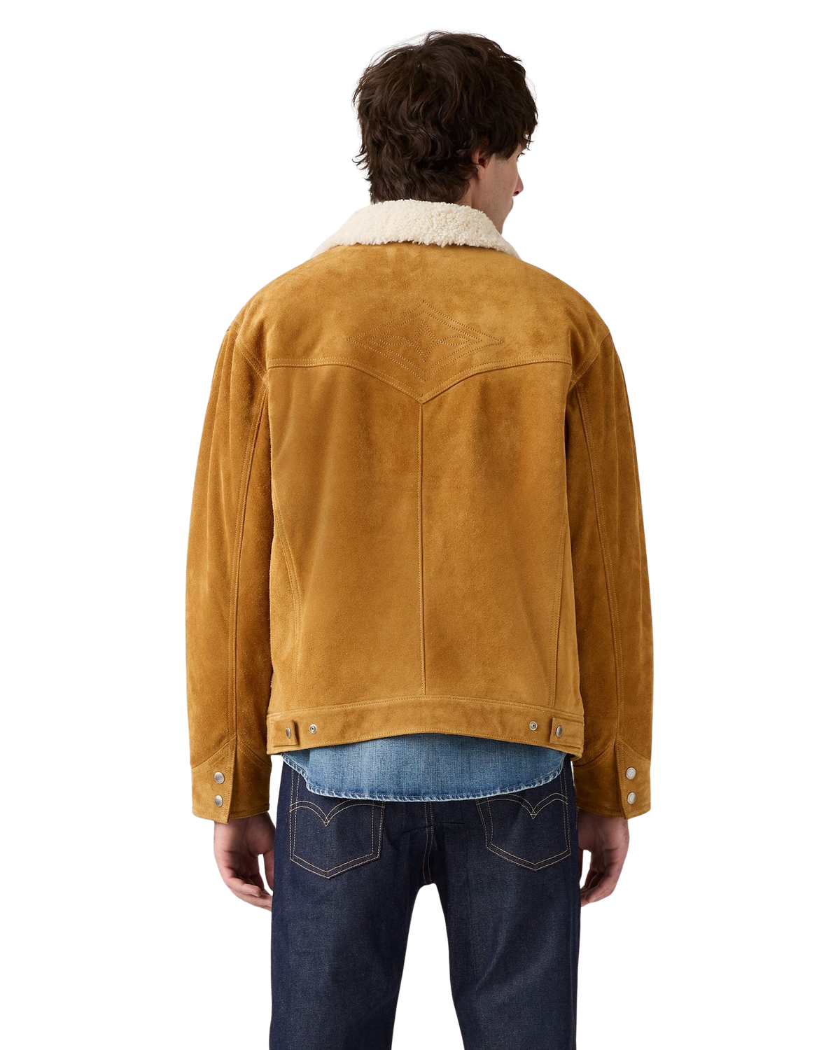 Western Suede Sherpa Jacket in Evening Sun Trucker