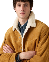 Western Suede Sherpa Jacket in Evening Sun Trucker