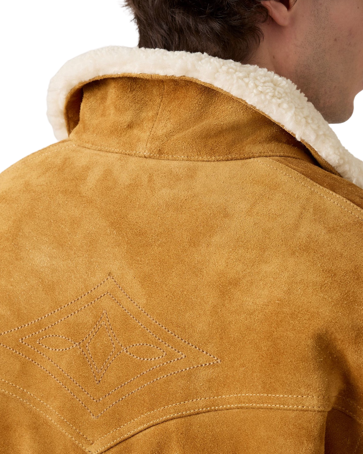 Western Suede Sherpa Jacket in Evening Sun Trucker