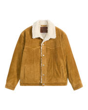 Western Suede Sherpa Jacket in Evening Sun Trucker