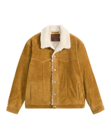 Western Suede Sherpa Jacket in Evening Sun Trucker