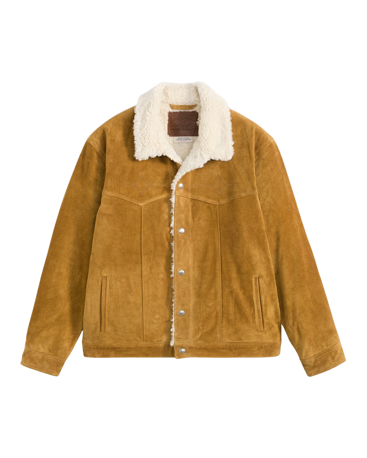 Western Suede Sherpa Jacket in Evening Sun Trucker