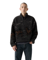 Idyllwild Zip Fleece Jacket in Running Horses Landscape Dark Phantom