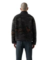 Idyllwild Zip Fleece Jacket in Running Horses Landscape Dark Phantom