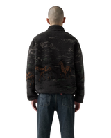 Idyllwild Zip Fleece Jacket in Running Horses Landscape Dark Phantom