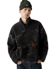 Idyllwild Zip Fleece Jacket in Running Horses Landscape Dark Phantom