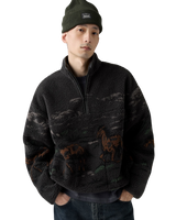 Idyllwild Zip Fleece Jacket in Running Horses Landscape Dark Phantom