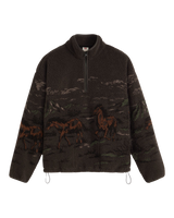 Idyllwild Zip Fleece Jacket in Running Horses Landscape Dark Phantom