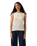 Adrienne Crochet Tank Top in Egret