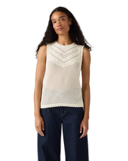 Adrienne Crochet Tank Top in Egret