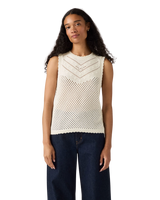 Adrienne Crochet Tank Top in Egret